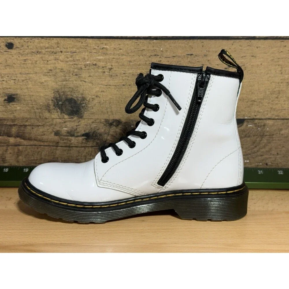 Dr Martens 1460 J White Patent Leather size Zip Boots 3 Y2K Emo Goth Prep